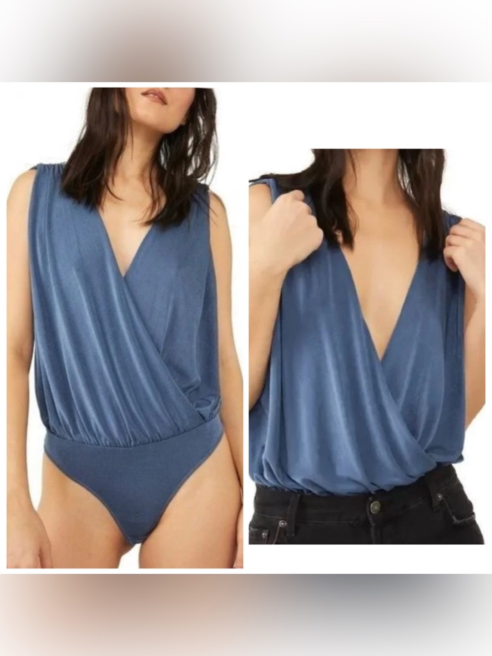 NWT Intimately Free People Night Owl Bodysuit Blue Metal Large